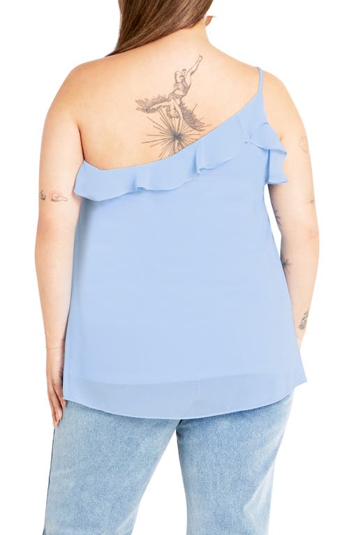 Shop City Chic Rita Ruffle One Shoulder Top In Baby Blue