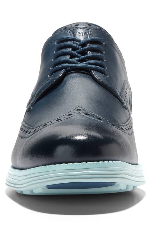 Shop Cole Haan Originalgrand Wingtip Derby In Blue Wing Teal/cloud Blue