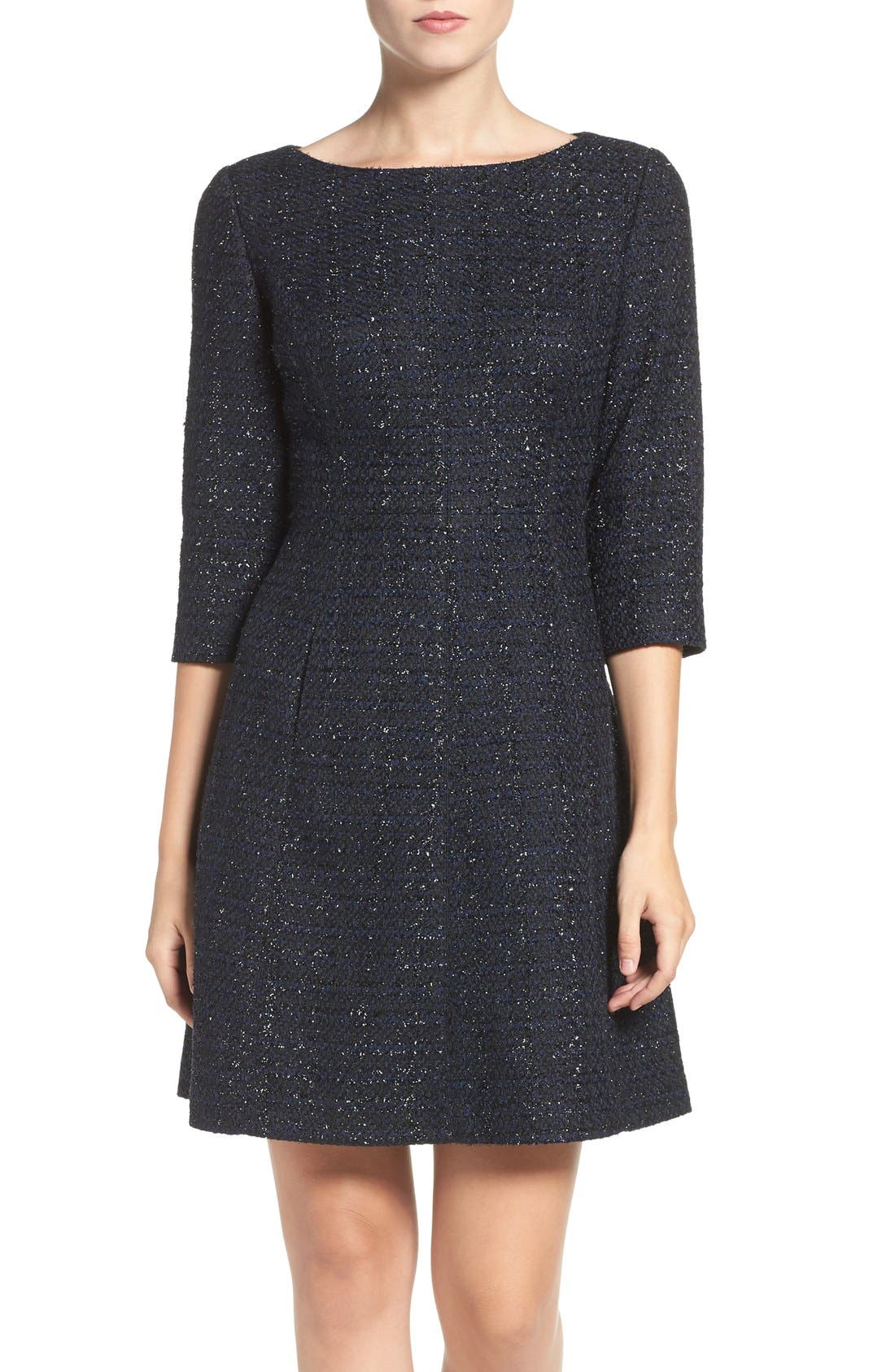 Vince Camuto Metallic Tweed Fit & Flare Dress Nordstrom