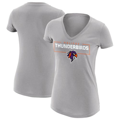 ADPRO Sports Women's Heather Gray Halifax Thunderbirds Primary Logo V-Neck T-Shirt