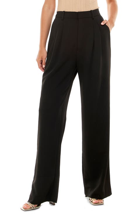Palazzo Pants for Women Elastic High Waisted Drawstring Draped Pleated Wide  Leg Pants Casual Flowy Lounge Trousers