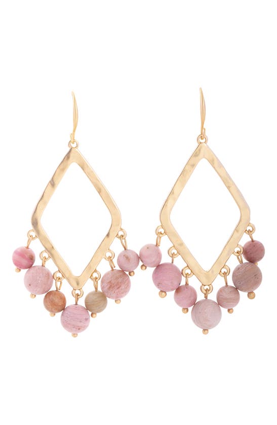 Saachi Eternity Natural Stone Dangle Earrings In Pink