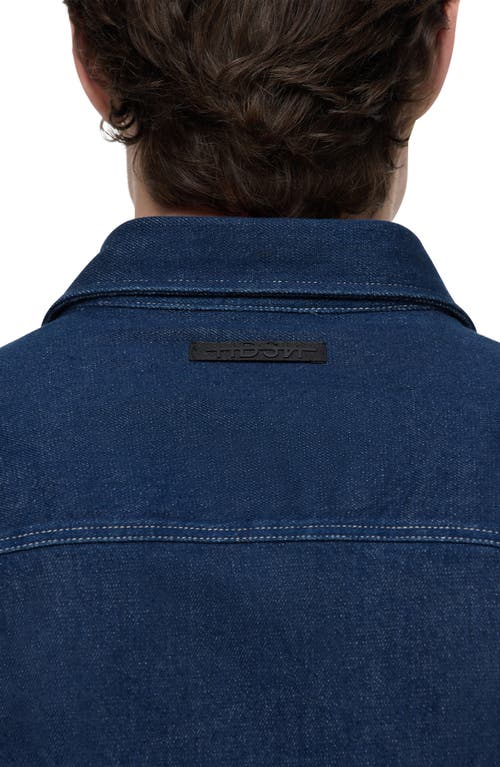 Hudson Cotton Blend Denim Button Down Shirt In Eclipse