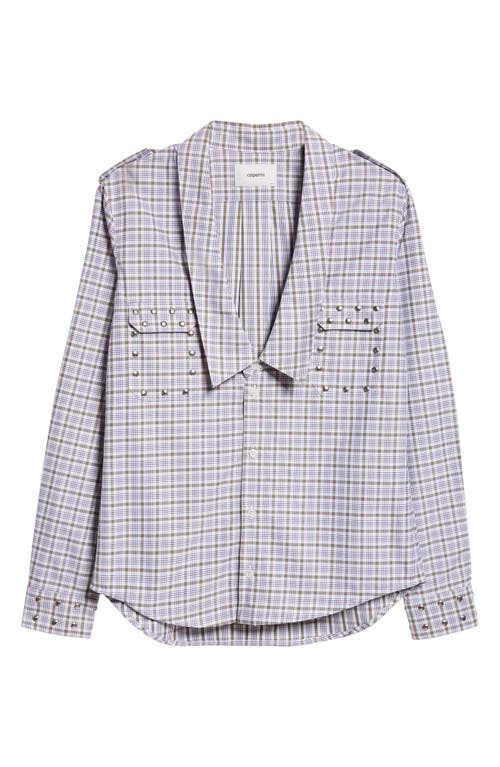 Shop Coperni Saharan Stud Plaid Cotton Button-up Shirt In Green-white Check