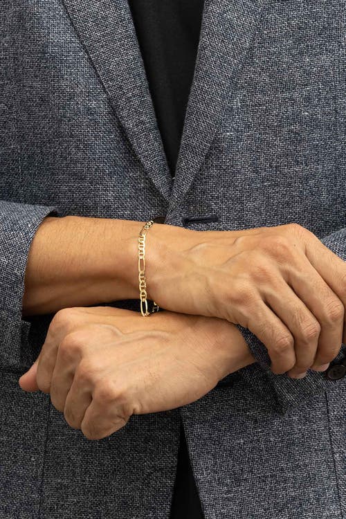 Oradina Men's 14k Yellow Solid Gold Figarucci Bracelet In Yellow Gold