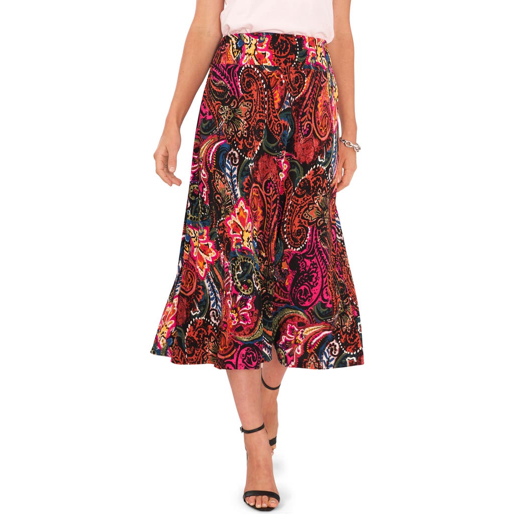 Chaus Paisley Print Skirt In Red Stp Lace