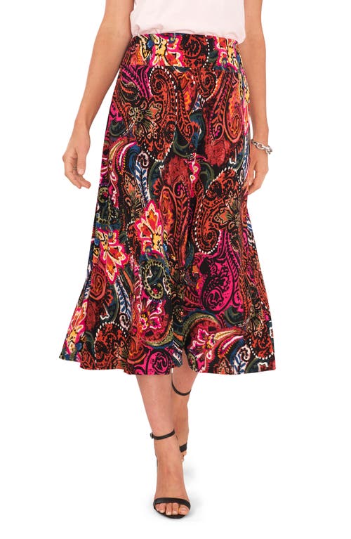 Chaus Paisley Print Skirt In Red Stp Lace