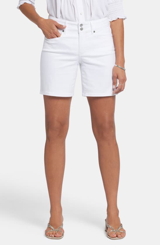 Shop Nydj Frankie Denim Shorts In Optic White