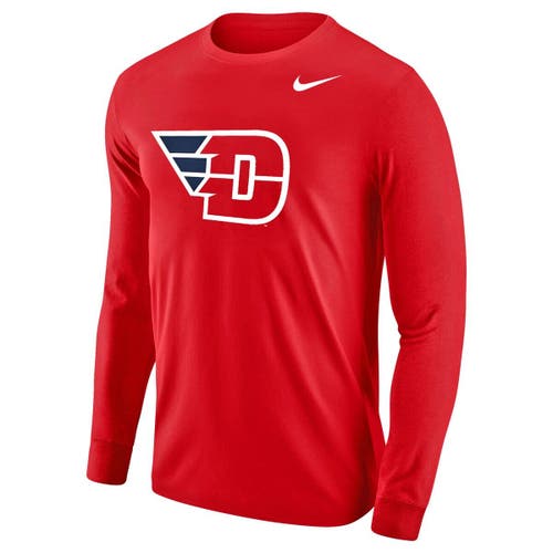 Men's Nike Red Dayton Flyers Big Logo Performance Long Sleeve T-Shirt