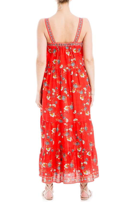 MAX STUDIO MAX STUDIO FLORAL TIERED COTTON BLEND MAXI DRESS