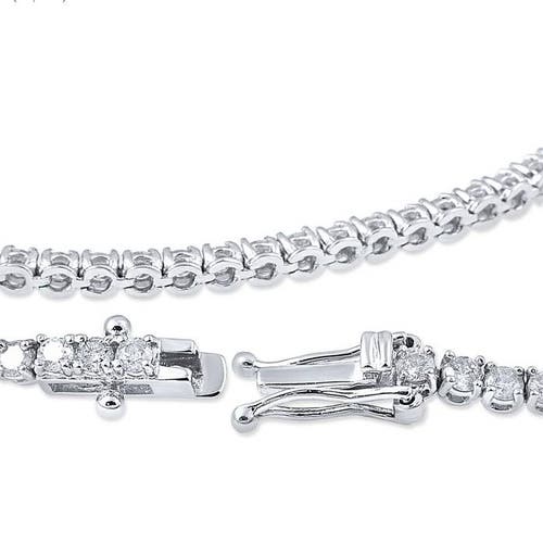 Bliss Diamond 3 Carat Round Cut Lab Grown Diamond Tennis Bracelet In 14k Gold 7" In 14k White Gold