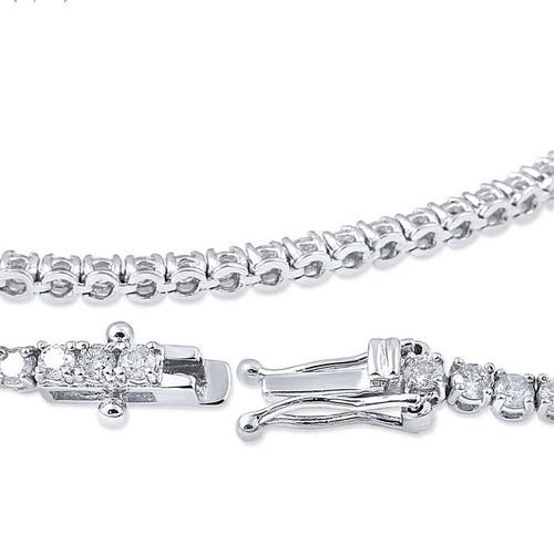 Shop Bliss Diamond 3 Carat Round Cut Lab Grown Diamond Tennis Bracelet In 14k Gold 7" In 14k White Gold