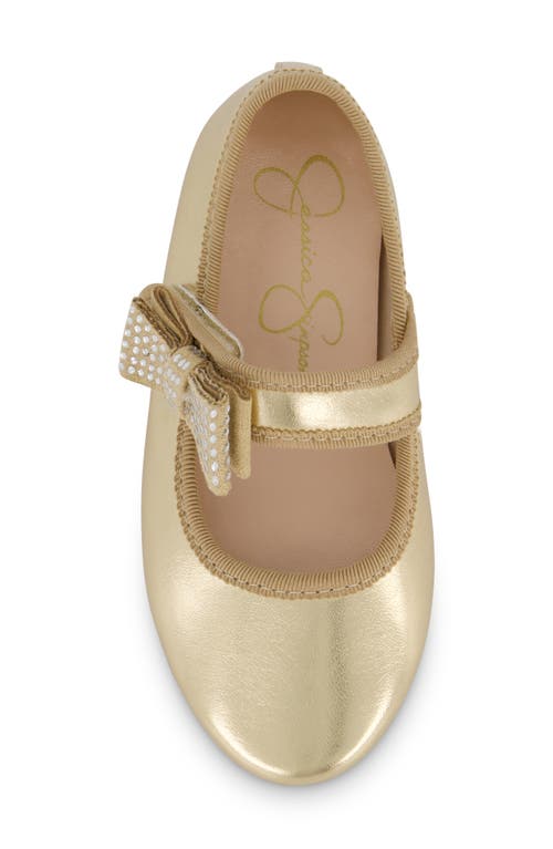 Shop Jessica Simpson Kids' Amy Crystal Mary Jane Flat In Gold