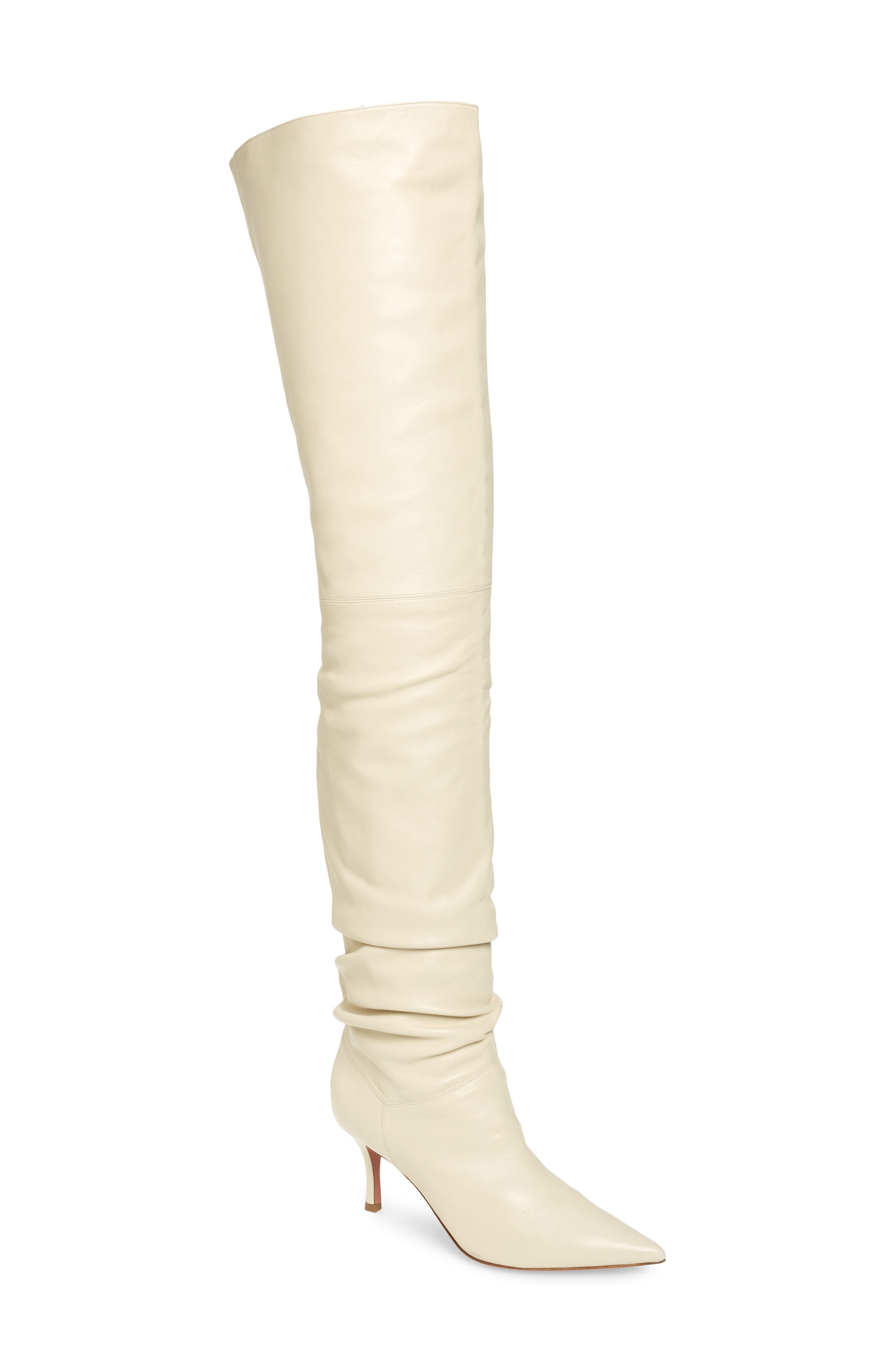 amina muaddi olivia leather thigh boots