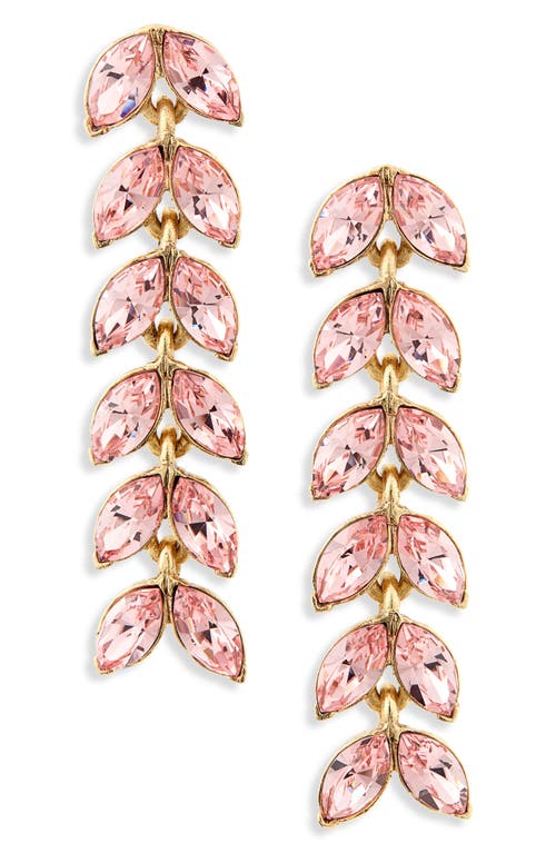 Oscar De La Renta Crystal Leaf Linear Drop Earrings In Rose