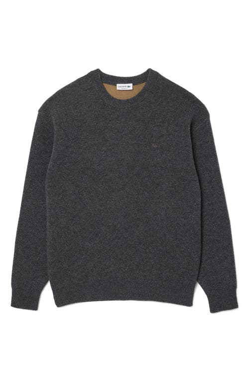 Lacoste Relaxed Fit Double Face Cotton & Wool Blend Sweater In Agathe Chine/viennese
