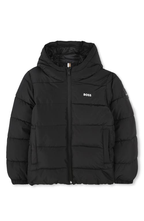 Shop Bosswear Boss Kidswear Kids' Hooded Puffer Jacket In Black