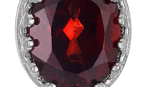 Fzn Sterling Silver Oval Stone Drop Earrings In Garnet