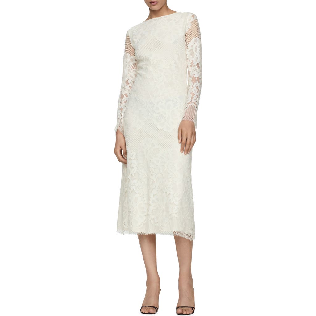 Mango Embroidered Midi Dress Ecru In Ecru