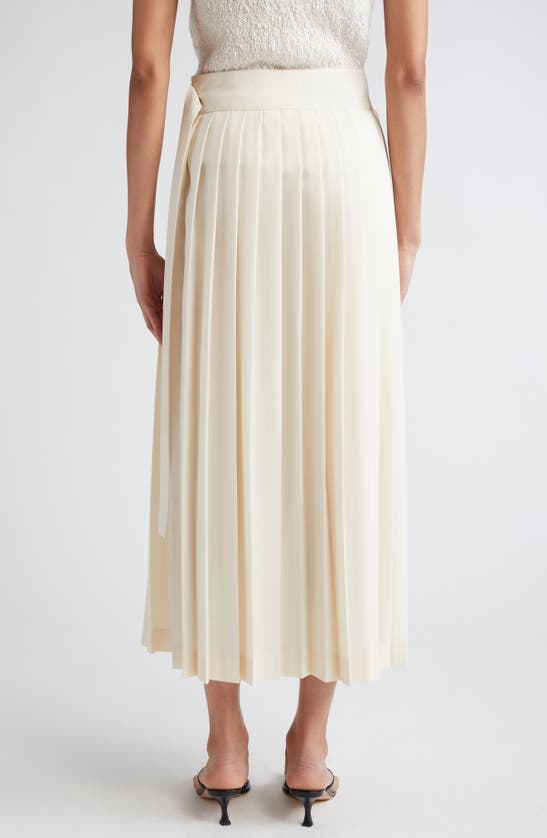 Shop Rohe Róhe Pleated Wool Blend Wrap Skirt In Cream