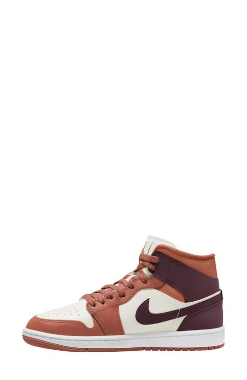 Jordan Air  1 Mid Sneaker In Dusty Peach/night Maroon