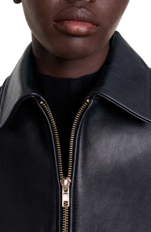 Maje Basaly Leather Jacket In Black