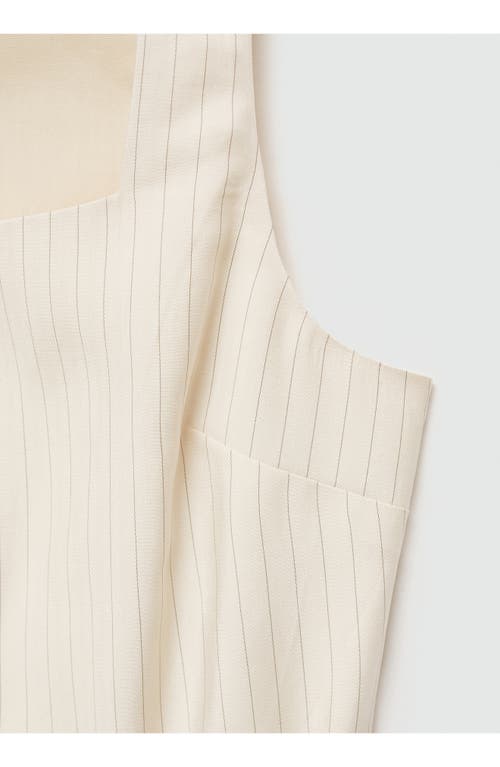 MANGO MANGO STRIPE TIE BACK BUTTON FRONT DRESS 