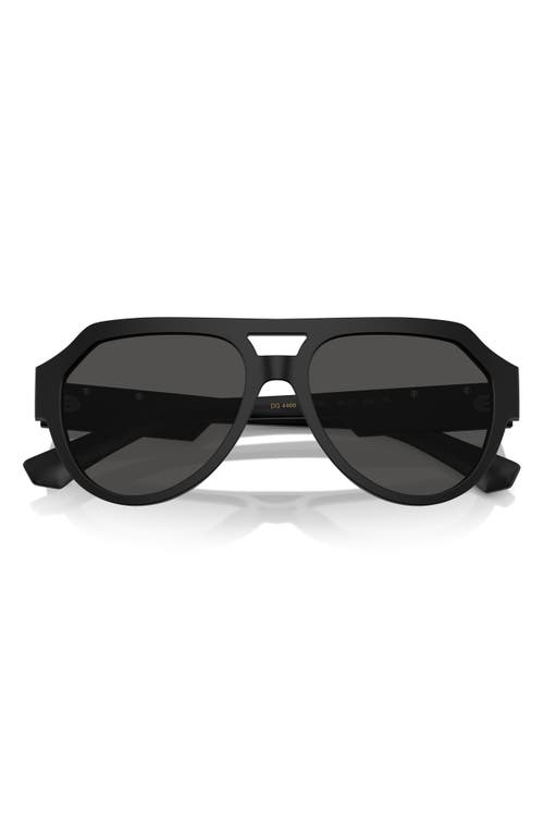 Dolce & Gabbana 56mm Square Aviator Sunglasses in Matte Black at Nordstrom