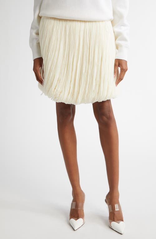 Shop Alaïa Fringes Bubble Hem Wool Skirt In Blanc Casse