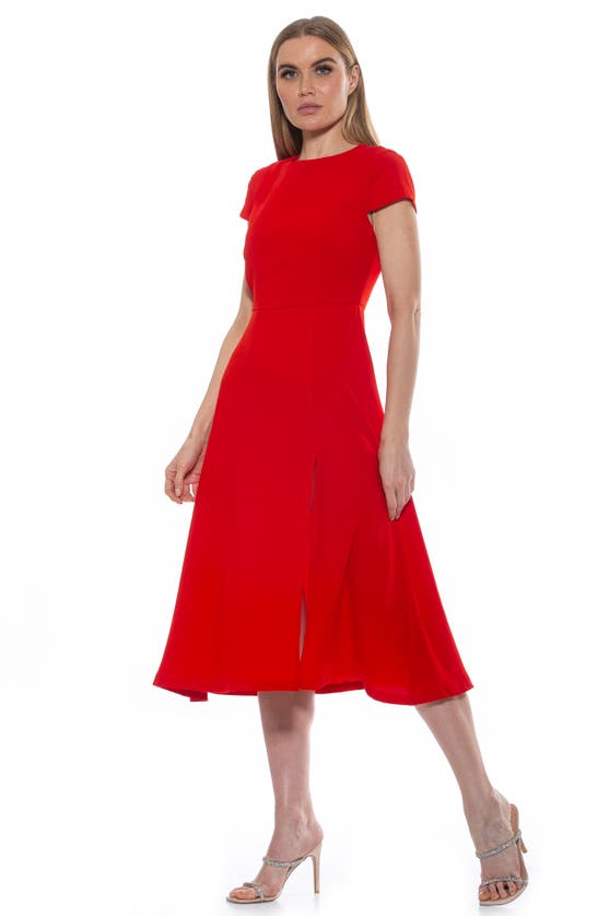 Alexia Admor Lily High-slit Midi Dress In Coral