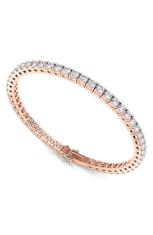 Shop Hautecarat Round Cut Lab Grown Diamond Tennis Bracelet In 14k Rose Gold