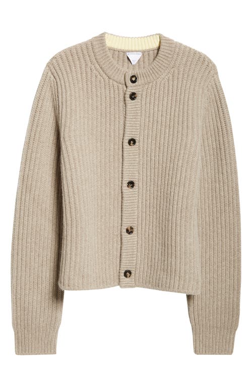 Shop Bottega Veneta Rib Wool & Cashmere Cardigan In 9700 Sand Melange