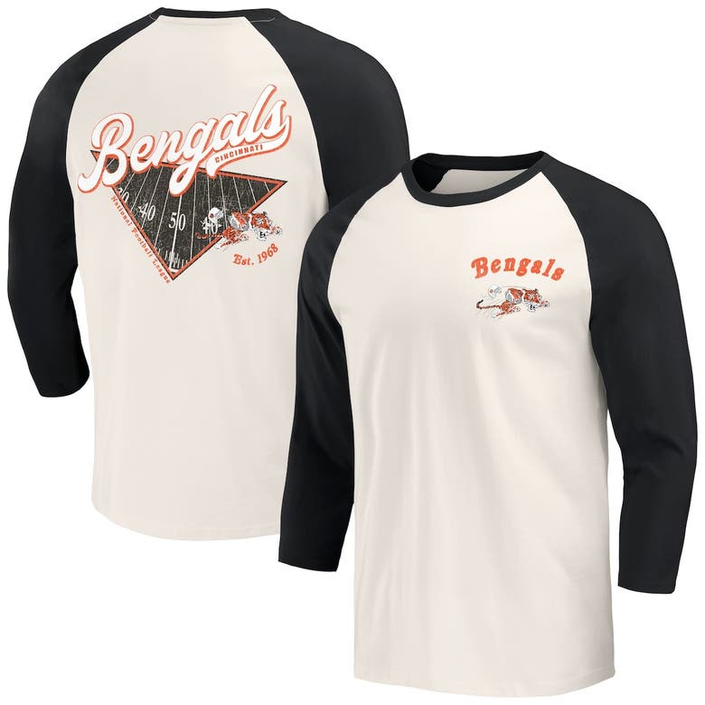Darius Rucker Collection By Fanatics Black/white Cincinnati Bengals Raglan 3/4 Sleeve T-shirt