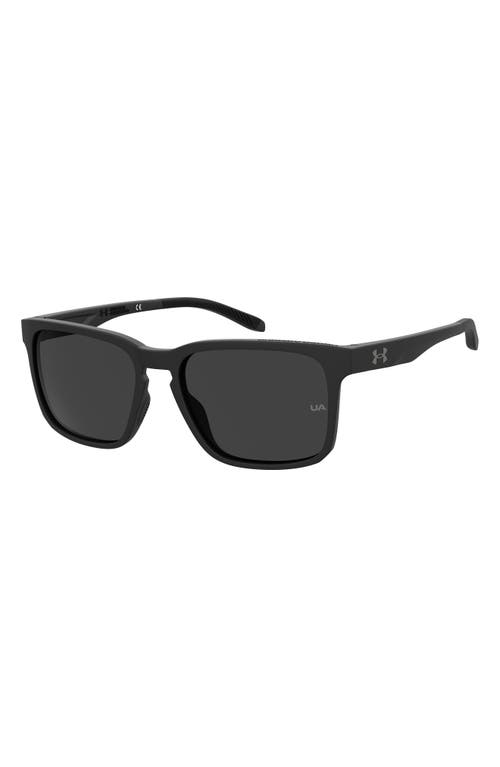 Shop Under Armour 57mm Rectangular Sunglasses In Matte Black/grey