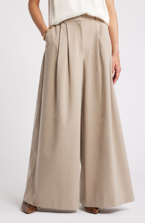 Shop Nordstrom Pleated Wide Leg Pants In Tan Doeskin Heather