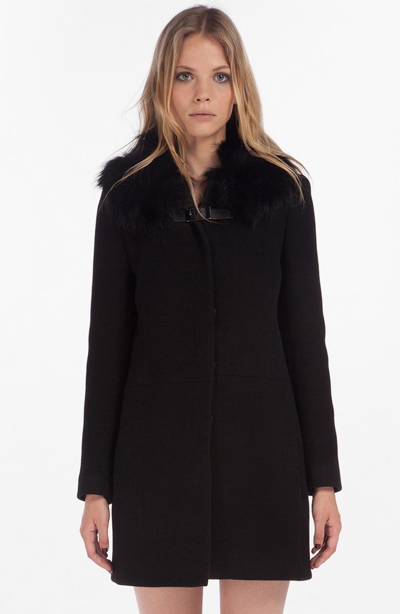 maje 'Delicieux' Genuine Fox Fur Collar Coat | Nordstrom