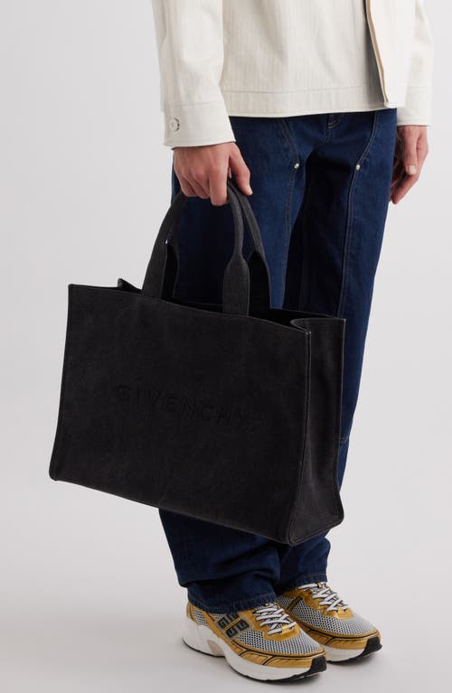 Shop Givenchy Logo Embroidered Canvas Tote In Black