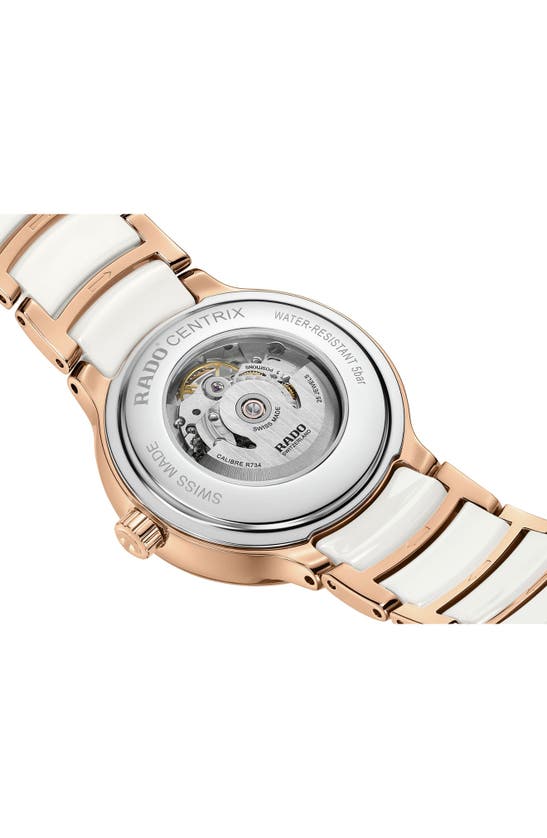 Shop Rado Centrix Open Heart Bracelet Watch, 35mm In White