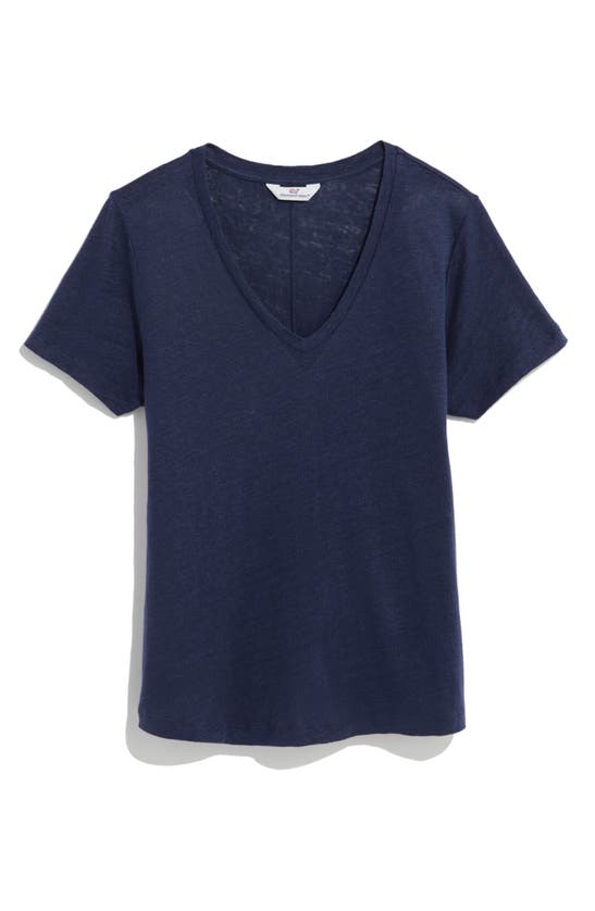 Shop Vineyard Vines V-neck Linen T-shirt In Nautical Navy