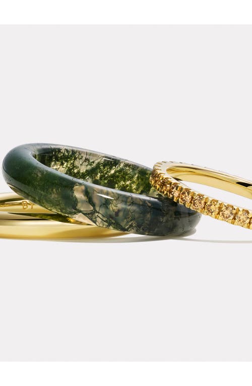 By Pariah Slim Classic Set Of 3 Stacking Rings In Moss Agate