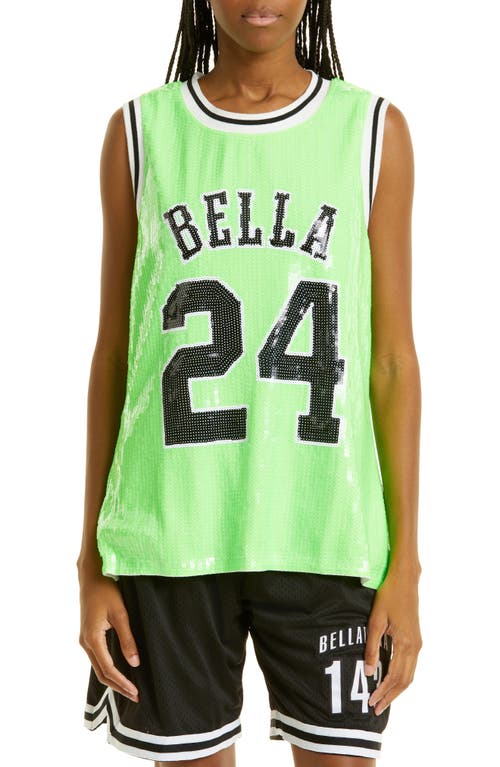 Bella Doña Sequin Jersey Tank Neon Green at Nordstrom,