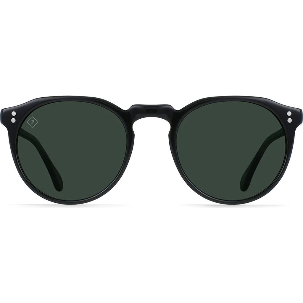 Raen Remmy 52mm Polarized Round Sunglasses In Recycled Black/green Polar