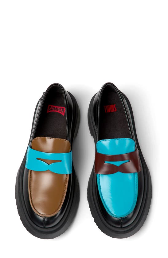 Camper Walden Leather Loafers In Black Multi