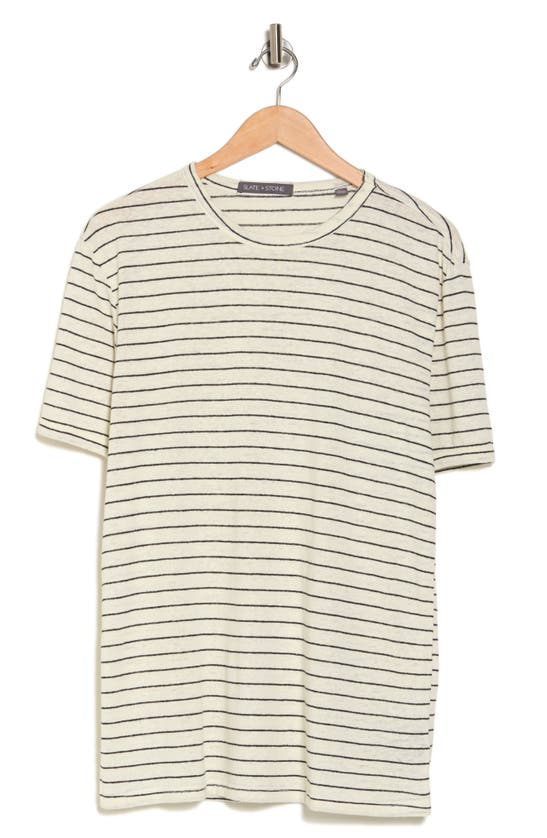 Shop Slate & Stone Stripe Linen Blend T-shirt In White Black Stripe