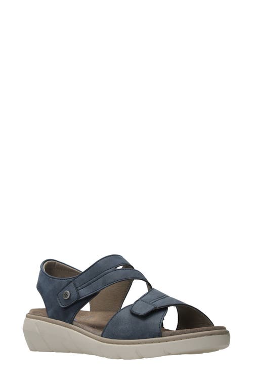 Ikaria Ankle Strap Platform Wedge Sandal in Denim Biocare