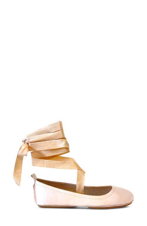 Simone Ankle Strap Foldable Flat in Champagne Satin