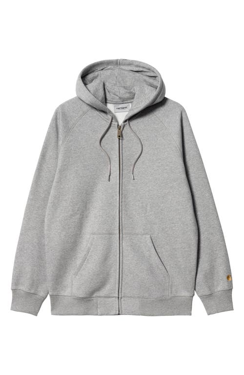Chase Cotton Blend Zip-Up Hoodie in Grey Heather /Gold