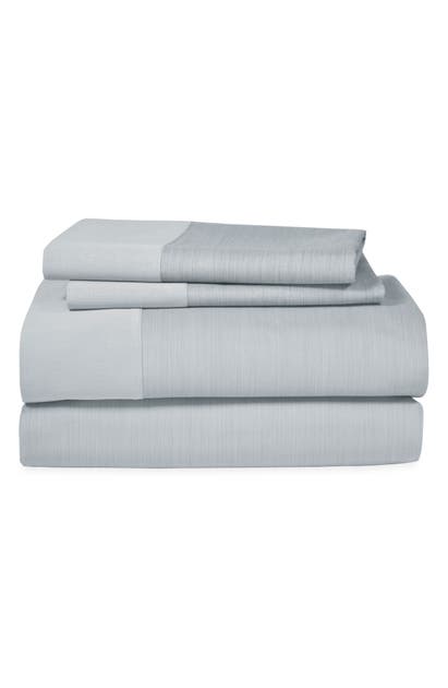 Michael Aram Striated Band 400 Thread Count Flat Sheet In Gray