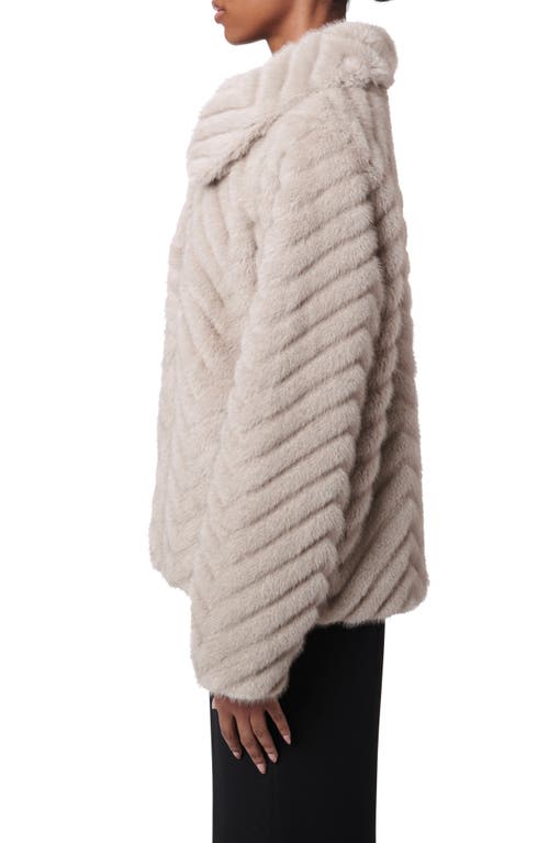 Shop Bernardo Chevron Quilted Faux Fur Jacket In Grey