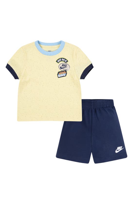 Shop Nike Sportswear Jersey Graphic T-shirt & French Terry Shorts Set In Midnight Navy
